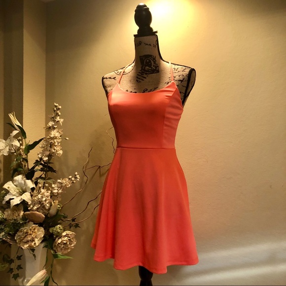 Super cute spring/summer dress. Neon salmon dress. - Picture 2 of 6